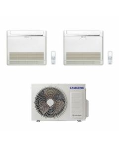 climatizzatore condizionatore samsung inverter dual split aj050txj2 +9000+9000 serie console pavimento telecomando classe a+++/a++ gas r32